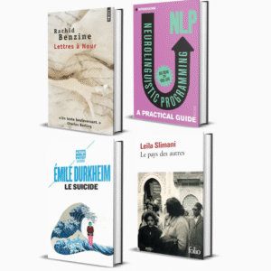 4 livres "Sociologie & Développement personnel" : Le suicide, Lettres à Nour, Le pays des autres, Neurolinguistic Programming